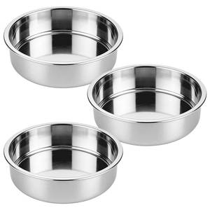 lot 515 image: tifanso Set of 3 Stainless Steel Cake Pans - 8 Inch Round Layer Cake Baking Pan Molds, Stackable Even Heating Baking Set, Dishwasher Safe Bakeware Tins for Home Bakers, Birthday Party Wedding - Retail $14