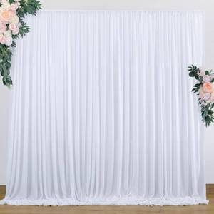 lot 532 image: 10 ft x 7 ft Wrinkle Free White Backdrop Curtain for Wedding Parties, Polyester Photography Backdrop Drapes for Birthday Parties Stage Backdrop Stand, White Background Curtains, 5x7FT 2 Panels - Retail $26