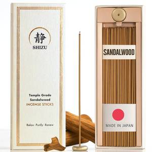 lot 537 image: Shizu Sandalwood Incense Sticks �� Artisanal Temple Grade Japanese Incense with Brass Holder �� Subtle, Calming Scent for Relaxation, Meditation & Home Spa, Elegant Gift Set (60 Sticks) - Retail $23