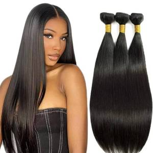 lot 545 image: 16 18 20 Inch Straight Bundles Human Hair 3 Bundles Brazilian Remy Hair 50 GramsBundle 10A Grade Unprocessed Virgin Hairs #1B Natural Black Color Straight Bundle Weaves Hair Extensions - Retail $30