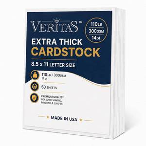 lot 552 image: Veritas Extra Heavyweight White Cardstock 8.5 x 11, 110lb300gsm Thick 14pt Cover Card Stock, 50 Sheets, Made in USA, for Invitations, Certificates, Greeting Cards, Covers & Presentation Projects - Retail $19