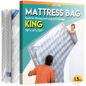 lot 553 image: Plastic Mattress Bag for Moving Storage, Waterproof Mattress Cover, Mattress Protector for Moving Supplies - King Size (1.5MIL) - Retail $9