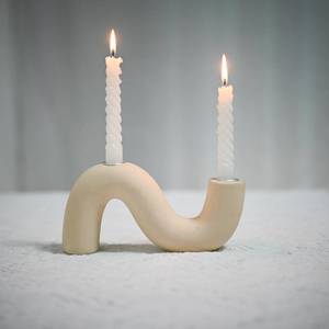 lot 563 image: Sveudvdis Ceramic Candle Holder, Modern Taper Candlestick Holder for Dining Table, Living Room Coffee Table, Candelabra for 2 Taper Candles - Retail $15
