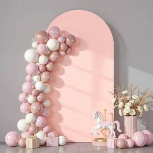 lot 572 image: 7.2 ft Arch Backdrop Cover Pale Pink - Double-Sided Spandex Arch Covers Stretchy Backdrop for Balloon Arches Birthday Party Baby Shower Banquet Wedding Photo Background - Retail $27
