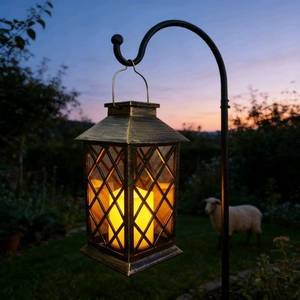 lot 582 image: Solar Lanterns Outdoor Hanging Garden Lantern Waterproof LED Flickering Flameless Candle Mission Lights for Table,Outdoor��Mothers Day Gifts Mom Wife (1pack) - Retail $22