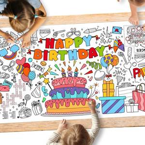lot 592 image: Gatherfun Giant Coloring Poster for Classroom Wall - Versatile 31.5 x 72 Inches Birthday Activity PosterTable Cover, School Parties, Birthday Party and Special Events Decoration - Retail $9