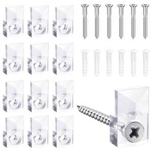 lot 596 image: BAGTeck 22 Sets of Mirror Holder Clips Kit,Crystal Clear Plastic Mirror Clip,Mirror Holder Clips Glass Retainer Clips Kit,Mirror Hanging Kit with Screws and Fixed Mirror Box Door(Classic Style) - Retail $5