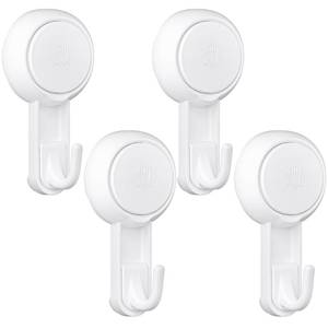 lot 598 image: Elegear Mini Suction Cup Hooks, 4 Pack Waterproof Reusable Vacuum Shower Hanger for Loofah, Bathroom & Kitchen - Retail $182
