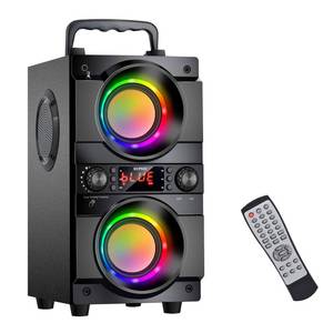 lot 613 image: 60W (80W Peak) Portable Bluetooth Speaker with Double Subwoofer Heavy Bass, Bluetooth 5.0 Wireless 100ft Outdoor Speaker, Support FM Radio, LED Colorful Lights, Stereo Sound, for Home, Party, Travel - Retail $60