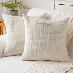 lot 614 image: ZSkogur Decorative Throw Pillow Covers 18x18 Inch Set of 2, Thick Solid Farmhouse Chenille Couch Pillows, Spring Pillow Covers for Couch Sofa Bed Living Room Home Decor Pillowcase,White - Retail $514