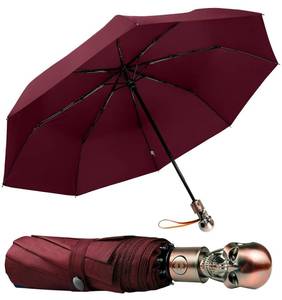 lot 616 image: Lejorain Skull Umbrellas for Rain Windproof - Mens Womens Black Automatic Strong Compact Umbrella Heavy Duty - Retail $19