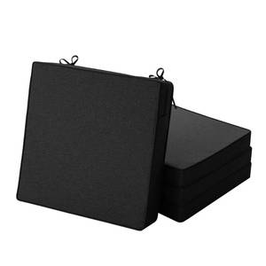 lot 46763 image: Outdoor Chair Cushions, Water-Resistant & Fade-Resistant, Patio Furniture Seat Replacement Chair Pads with Ties Zipper, Removable Cover, Non-Slip Bottom, Set of 6, 18.5 x 16 Inch, Black - Retail $14