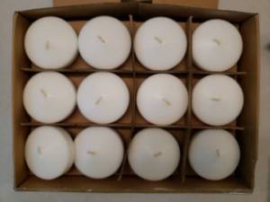 lot 46778 image: 48 Pack White Floating Candles 3 inch Unscented Floating Candles for Centerpieces 8 Hours Long Burn Time-3 Floating Candle Bulk for Wedding Cylinder Vases - Retail $35