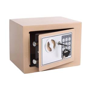 lot 46788 image: Small Steel Security Safe Box with Keypad,Key0.23 Cu Ft, Gold - Retail $30