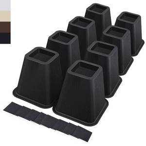 lot 46789 image: 6 Inch Heavy Duty Bed Risers, Furniture Risers for Desk, Chair, Table or Sofa, Couch Lift Risers, Supports up to 2200 lbs per Leg(8 Pack Black) - Retail $35