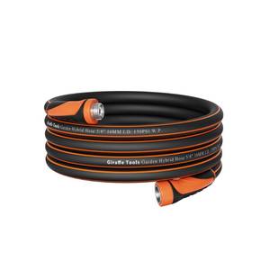 lot 46812 image: Giraffe Tools Garden Hose 58, Water Hose Heavy Duty, Flexible, Lightweight Hybrid Hose with Swivel Handle, 25ft Male to Female Fittings, Burst 600 PSI - Retail $30
