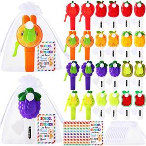 lot 46816 image: 8 Pack End of The Year Gifts Bulk Mini Portable Fans with Thank You Cards Cute Handheld Press Cooling Fans for Graduation Appreciation Summer Pool Beach Party Outdoor Activity (Fruits) - Retail $31