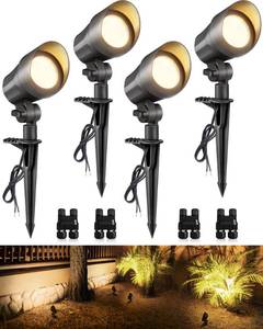 lot 46817 image: 6W Low Voltage Landscape Lighting LED Landscaping Lights Warm White Low Voltage Lighting Waterproof Landscape Spotlights with Connectors Spot Lights Outdoor for Tree Wall Pathway Yard, 4 Pack - Retail $60