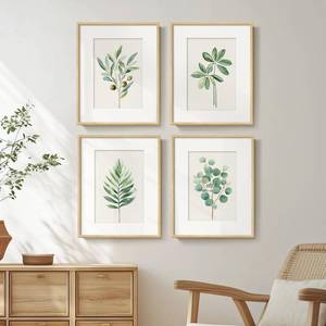 lot 46818 image: Framed Sage Green Botanical Wall Art for Room Decor, 4 piece Farmhouse Minimalist Plant Artwork for Walls, Boho Vintage Leaf Picture Prints for Bathroom Bedroom Kitchen Living Room Wall Decor 11x14 In - Retail $45