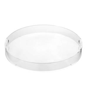 lot 46820 image: Clear Sturdy Acrylic Round Tray with Handles,Spill Proof,for Kitchen (16 inch) - Retail $64