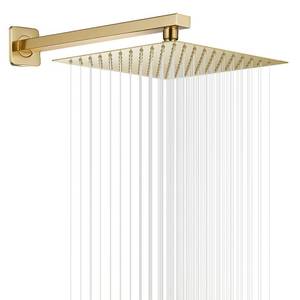 lot 46822 image: Rain Shower Head Brushed Gold 12 Large Stainless Steel Rainfall Showerhead - Retail $40