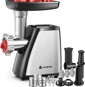 lot 1403 image: $70 AAOBOSI Meat Grinder Electric, 2800W Max, Sausage Maker & Kibbe Kit