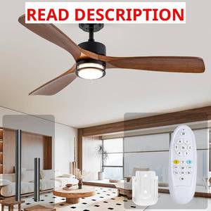 lot 1411 image: $87 52-Inch Outdoor Ceiling Fan with Light, 3 Walnut Wood Blades, 3-CCT, 6-