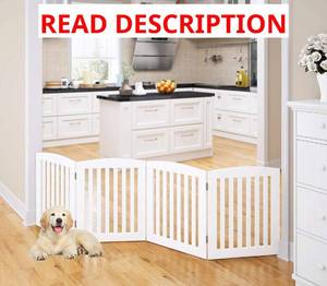 lot 1418 image: $70 PAWLAND Wooden Freestanding Foldable Pet Gate for Dogs, 24-inch height,