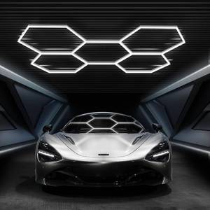 lot 1423 image: $50 FERUERW Hexagon Garage Lights 5 Hex, Hexagon LED Gym Lights