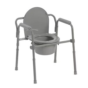 lot 1424 image: $95 Drive Medical Steel Folding Deep Seat Bedside Commode, Gray