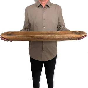 lot 1427 image: $53 Wooden Dough Bowl, Hand-Carved Bowl for Dining & Living Room, 30in brow