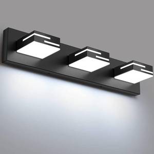 lot 1441 image: LED Matte Black 3-Light Bathroom Vanity Lights, Dimmable, 22-inch, 6000K