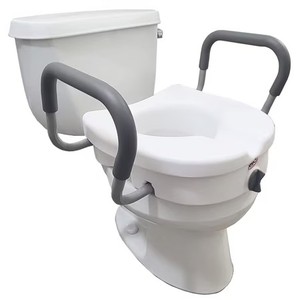lot 1454 image: $56 Carex E-Z Lock Raised Toilet Seat with Handles, 5 Riser with Arms