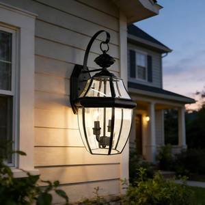 lot 1455 image: $130 Outdoor Wall Lights, 2-Light Waterproof Sconce with Glass Shades