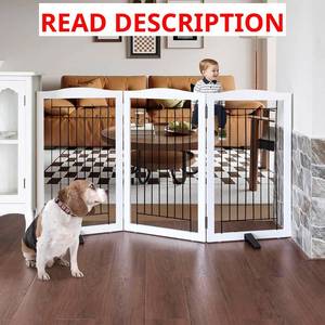 lot 1471 image: $76 ZJSF Freestanding Dog Gate for Doorways, Stairs, Hallways, White 32 H