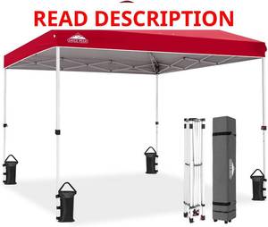 lot 1500 image: $150 Eagle Peak Pop Up Canopy Tent with Wheeled Carry Bag, 10x10 ft, Red