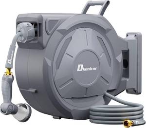lot 1505 image: $160 12-in x 160 ft Retractable Hose Reel, Wall Mounted with 10-Pattern No