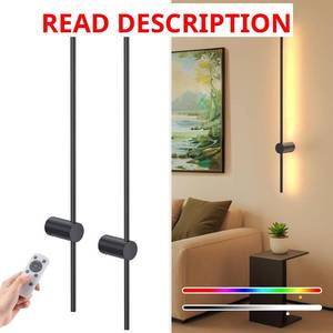 lot 1514 image: $80 NIORSUN 35.4-Inch Wall Sconce Set of 2, Black Dimmable Lights with Remo