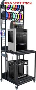 lot 1518 image: $150 3D Printer Stand with Power Hub, Vibration Pads, Storage & Locking Whe