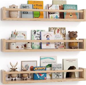 lot 1528 image: G&W Gruwald Nursery Book Shelves, Set of 3, Wall Shelves (Wood, 23 in)