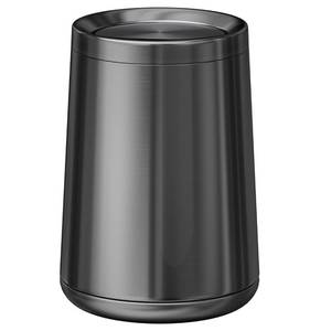 lot 1531 image: $75 10 L2.6 Gallon Swing Trash Can, Brushed Stainless Steel, Black Gold