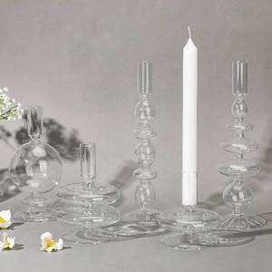 lot 1537 image: $47 Rtteri 5 Pcs Glass Candlestick Holders Taper Candle Stand Clear Bases