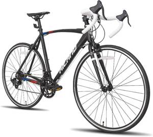 lot 112 image: $330 HILAND 700C Road Bike, 14 Speeds Sport Bike, Light Weight Aluminum Frame, Racing Bike for Men Women Adult Bicycle