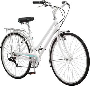 lot 113 image: $380 Schwinn Wayfarer Hybrid Bike, 700c Mens and Womens Bike, 7-Speed Hybrid Bicycle, Retro Steel Frame, Front and Rear Linear Pull Brakes, Fenders, Cargo Space, Adult Bicycle