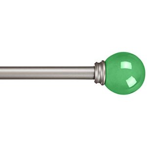 lot 114 image: Basics Decorative 58 Curtain Rod with Round Finials, 86-120, Kelly Green