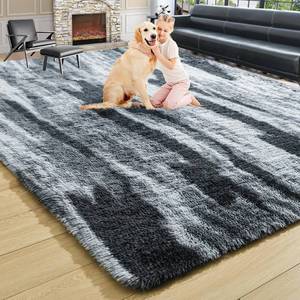 lot 3507 image: 4x6 Grey Area Rug for Bedroom Living Room Dining Room, Fluffy Shag Soft Plush Furry Carpet, Non-Slip Indoor Floor Mat for Kids Home Decor