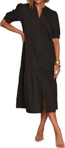 lot 4423 image: Womens Casual Short Sleeve Drop Waist Dress with Pockets Black Small