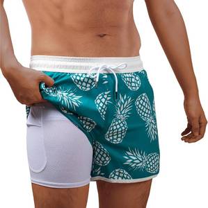 lot 4441 image: BRISIRA Mens Short Swim Trunks with Compression Liner Retro Vintage 8090s Bathing Suit Swim Board Shorts Swimwear Quick Dry. 36 XL