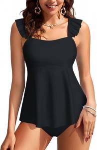 lot 4443 image: Kate Kasin Bathing Suit for Women Tummy Control Tankini Swimsuits Two Piece Flowy Swimwear Tankini Sets(Black, Medium)