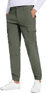 lot 4451 image: Future Flow Mens Lightweight Hiking Pants, Slim Fit Stretch Joggers, Waterproof Outdoor Pants with Pockets. Army Green Size 30